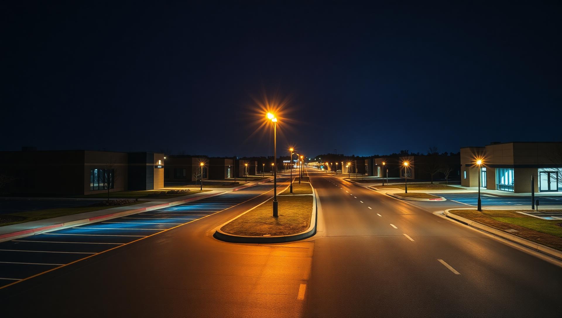 Cinematic nighttime atmosphere of Auburn Hills, Michigan — same-day smoke shop and vape delivery from Sterling Tobacco